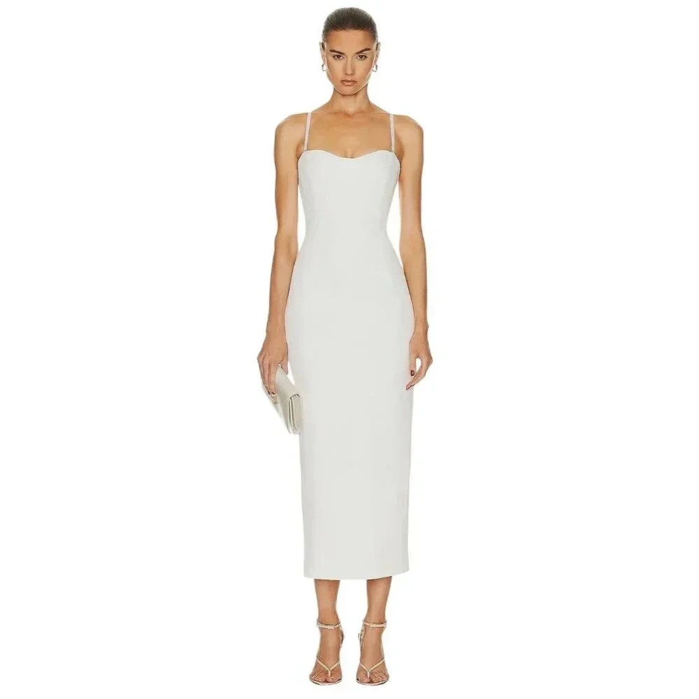 SIMKHAI Caspian Bustier Midi Dress in White New Womens Bodycon Corset - Picture 1 of 15